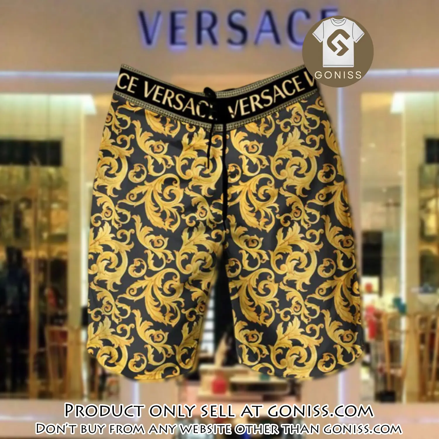 Versace golden pattern luxury brand premium fashion shorts for men gn0246449